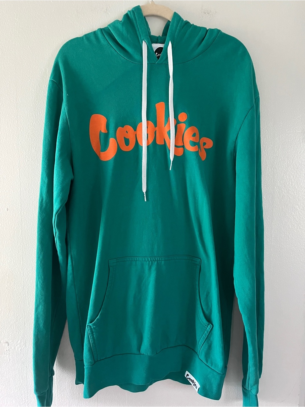 Cookies Brand Teal Hooded Sweater with Orange Script